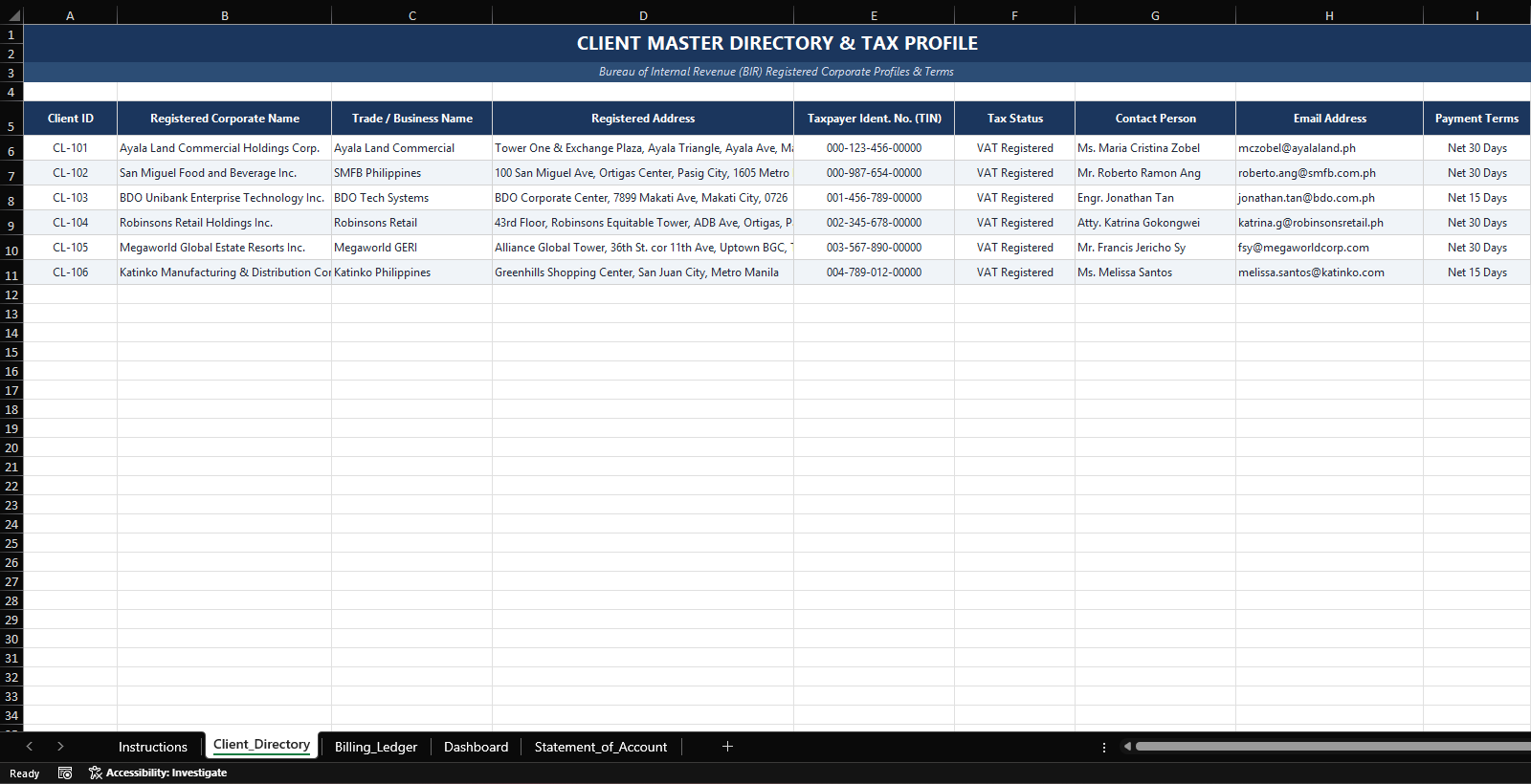 Statement of Account and Billing System Template preview