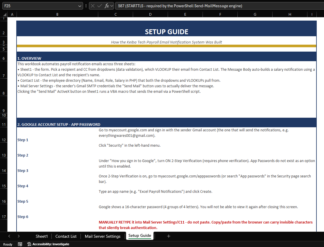 Excel Emailer Template preview