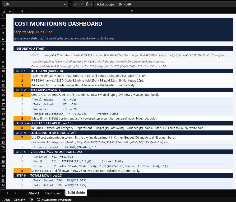 Excel Cost Monitoring Template preview