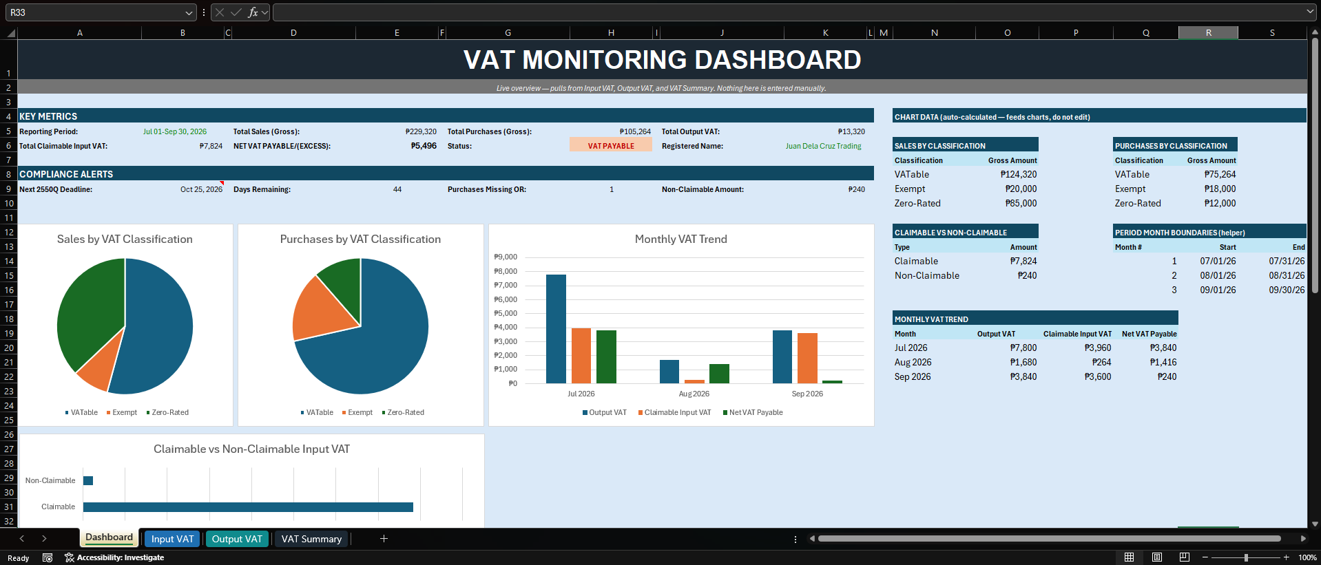 VAT Monitoring Excel Template preview