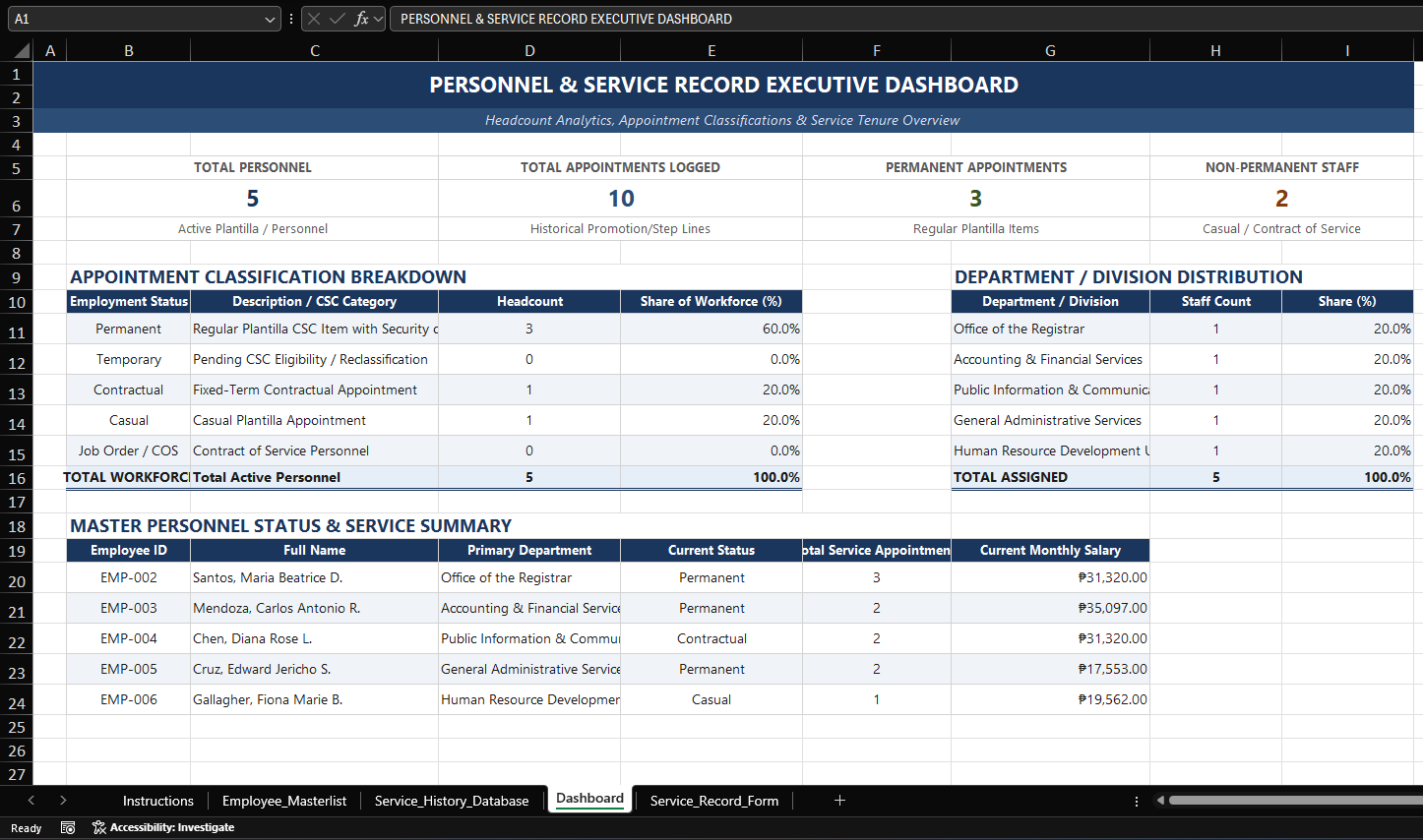 Service Record System Template preview