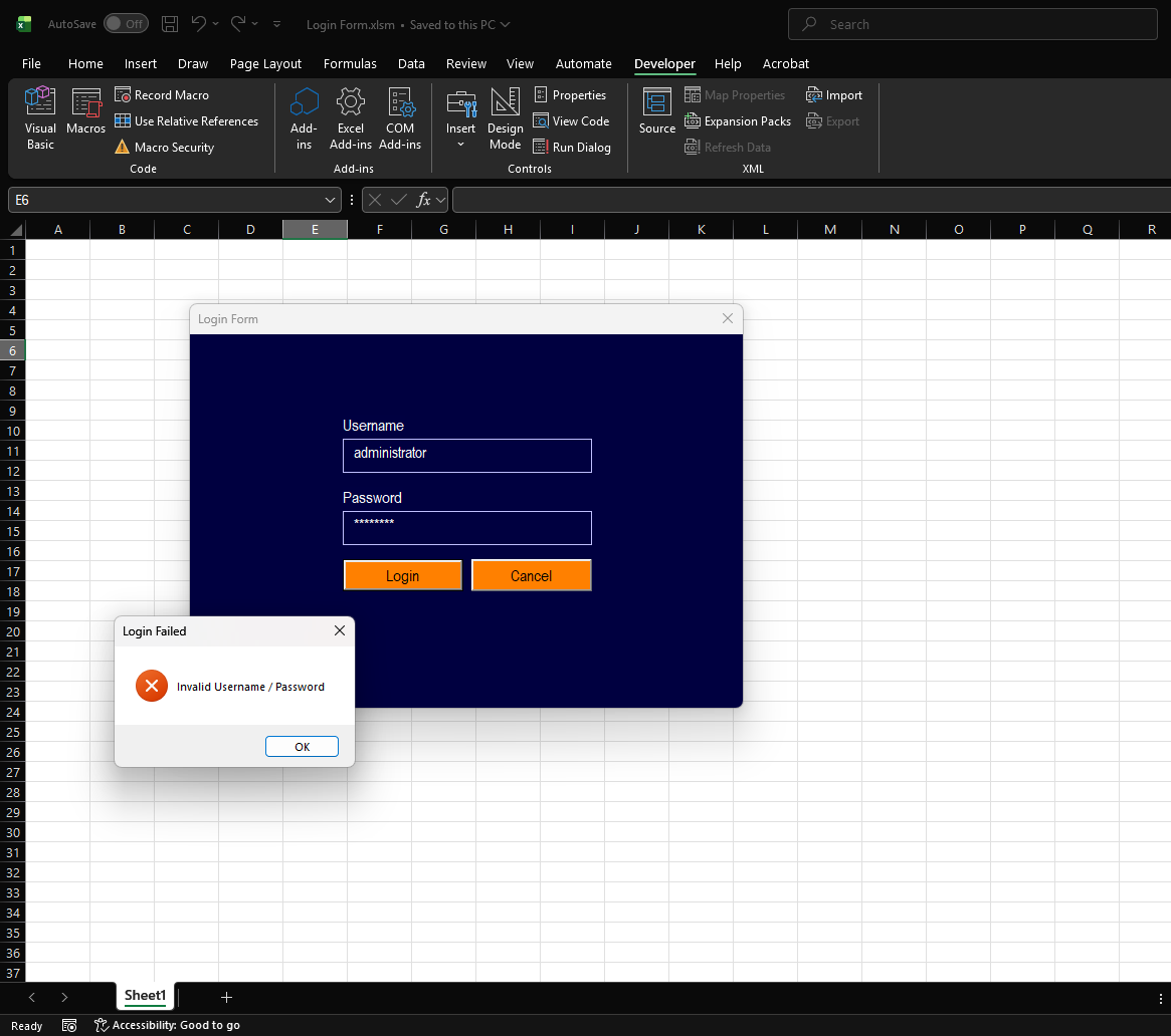 Log In Form template