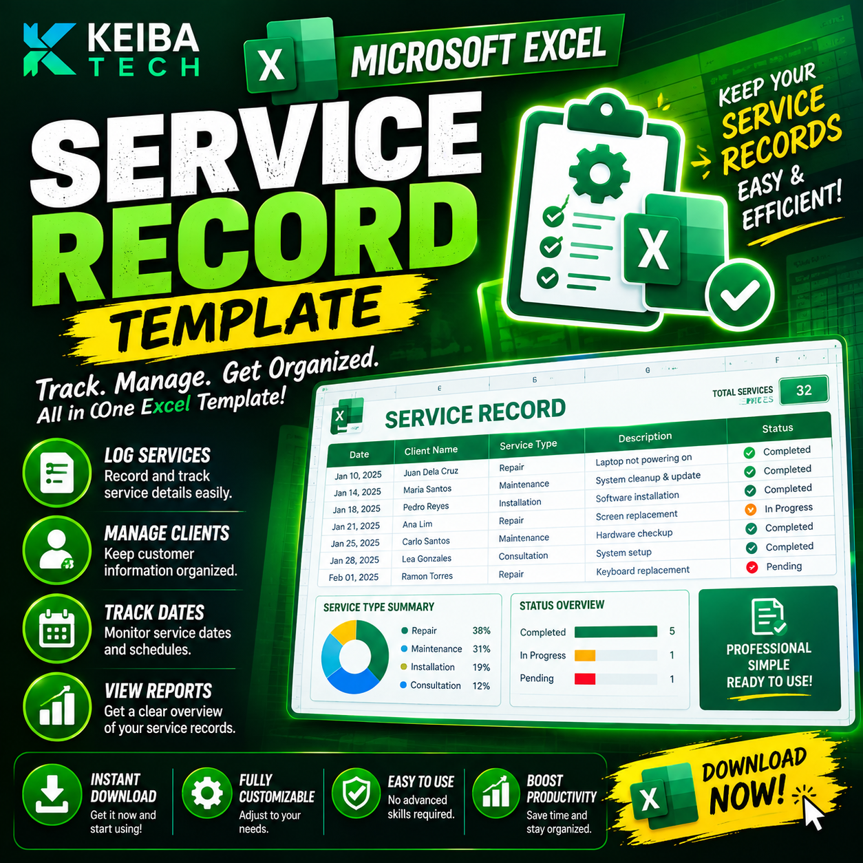 Service Record System Template